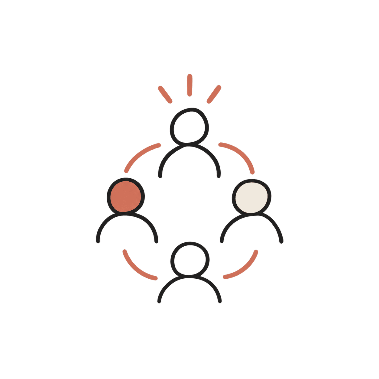 Illustration of a small connected group representing company events